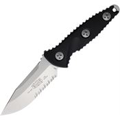 Microtech 113M11 SOCOM Alpha Mini Stonewash Part Serrated Knife Black G10 Handles