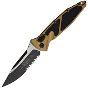 Microtech 160A2TA Auto Socom Elite Two-Tone Part Serrated Buttonlock Tan Handles