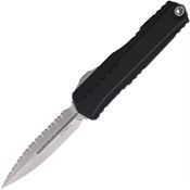 Microtech 124212 Auto Cypher II Stonewash Serrated Single Edge Dagger OTF Knife Black Handles