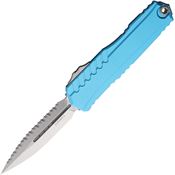 Microtech 124212TQ Auto Cypher II Stonewash Serrated Single Edge Dagger OTF Knife Turquoise Handles