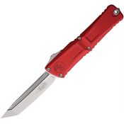 Microtech 114410RD Auto Combat Troodon Gen III Stonewash Single Edge Tanto OFT Knife Red Handles