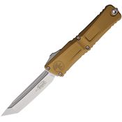 Microtech 114410TA Auto Combat Troodon Gen III Stonewash Single Edge Tanto OFT Knife Tan Handles