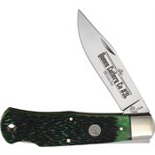 Queen PSB106 Clip Point Lockback Knife Green Jigged Bone Handles