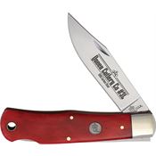 Queen SB106L Clip Point Lockback Knife Red Smooth Bone Handles