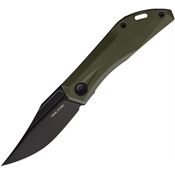 Real Steel 7051BG Ventus Lite Black D2 Carbon Steel Clip Point Slip Joint Knife OD Green Handles