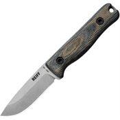 Reiff F32BCK F3 EDC Carbon Steel Stonewash Saber Gound CPM-3V Fixed Blade Knife Green/Black Micatra Handles Black Kydex Sheath