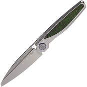 Rike BAIDISGCF Baidi-S Sheepfoot Linerlock Knife Gray/Green Carbon Fiber Handles