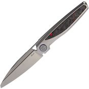 Rike BAIDISRCF Baidi-S Sheepfoot Linerlock Knife Gray/Red Carbon Fiber Handles