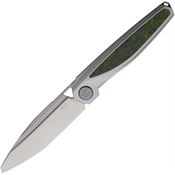 Rike BAIDITGCF Baidi-T Tanto Linerlock Knife Gray/Green Carbon Fiber Handles