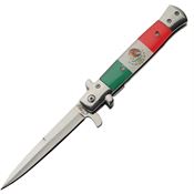 Rite Edge 300611MX Assist Open Stiletto Linerlock Knife Mexican Flag Handles