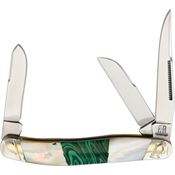 Rough Rider 2031 Stoneworx Stockman Knife Malachite and Pearl Handles