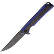 Rough Rider 2671 Black Stonewash Linerlock Knife Black/Blue G10 Handles