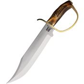 Rough Rider 1943P D Guard Bowie Fixed Blade Knife Stag Handles