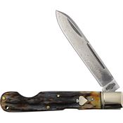 Rough Rider 2524 Damascus Lockback Knife Cinnamon Bone Handles