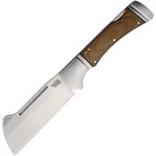 Rough Rider 2679 Camp Side Cleaver Lockback Knife Brown Micarta Handles