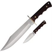 Schrade P1207759 Old Timer Bowie Fixed Blade Knife Combo Brown Sawcut Handles