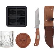 Schrade P1207769 OT Whiskey Gift Set Brown Wood Handles