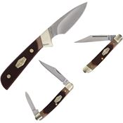 Schrade P1207763 Old Timer Gift Set Brown Sawcut Delrin Handles