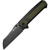 SenCut 240352 Draxor Black Sheepsfoot Linerlock Knife Black/Green G10 Handles