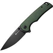 SenCut 240193 Praktisk Black Stonewash Drop Point Linerlock Knife Green Handles