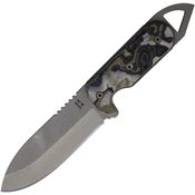 Shed 24VNOD 2024 Visionary Stonewash Spear Point Fixed Blade OD Green/Black Burl Handles