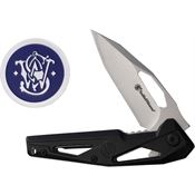 Smith & Wesson P1208867 Linerlock Knife w/Challenge Coin Black Handles