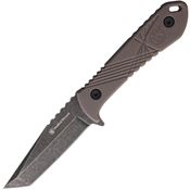 Smith & Wesson P1208876 H.R.T. Black Stonewash Tanto Fixed Blade Knife Tan Handles