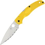 Spyderco 244SYL Native Chief Salt Serrated Lockback Knife Yellow Handles