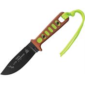 TOPS TLTSG Lite Trekker Operator Black Carbon Steel Hunters Point Fixed Blade Knife Green Accents/Brown Micarta Handles