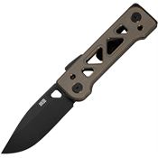 We 240013 Tyro Black Stonewash Drop Point Superlock Knife Bronze Handles