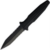 WithArmour G2E52 Black Part Serrated Dagger Fixed Blade Knife Black Handles