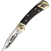 Yellowhorse 458 Giraffe Custom Buck 112 Lockback Knife Ebony Wood Handles