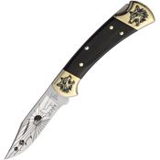 Yellowhorse 459 Wolf Custom Buck 112 Lockback Knife Ebony Wood Handles