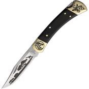 Yellowhorse 452 Giraffe Custom Buck 110 Lockback Knife Ebony Wood Handles