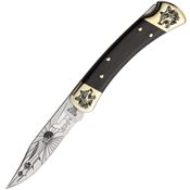 Yellowhorse 450 Wolf Custom Buck 110 Lockback Knife Ebony Wood Handles