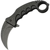 Rite Edge 300612BK Assist Open Gothic Black Stonewash Karambit Linerlock Knife Black Handles