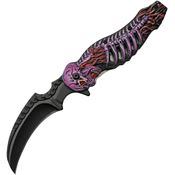 Rite Edge 300308PU Assist Open Black Linerlock Knife Purple Skull Handles