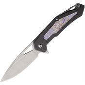 Tac Force A2001MC Assist Open Stonewash Drop Point Linerlock Knife Black Stonewash Handles