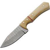 Damascus 1404BO Damascus Skinner Fixed Blade Knife Smooth Bone Handles