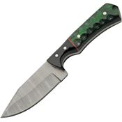 Damascus 1404GN Damascus Skinner Fixed Blade Knife Green/Black Handles