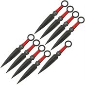 Rite Edge 211628 Rapidfire Kunai Black Knife Set Red Cord Wrapped Handles