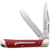 Rough Rider 2616 Long Rifle Edtched Blade Trapper Knife Red Smooth Bone Handles