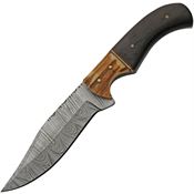 Damascus 1400 Large Damascus Skinner Fixed Blade Knife Stag/Buffalo Handles