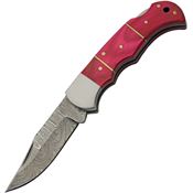 Damascus 1402PK Damascus Clip Point Lockback Knife Pink Handles