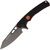 Outdoor Life M065B HYOH EDC Black Stonewash D2 Carbon Steel Linerlock Knife Black/Orange Handles