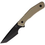 Se7en Plus 240502FD Strider Black D2 Carbon Steel Tanto Fixed Blade Knife Flat Dark Earth G10 Handles