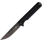 Cobratec SLGBLK Streamline Black Stonewash D2 Carbon Steel Linerlock Knife Black G10 Handles