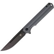 Cobratec SLGGRY Streamline Black Stonewash D2 Carbon Steel Linerlock Knife Gray G10 Handles