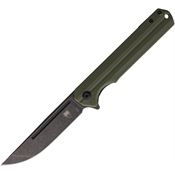 Cobratec SLGODG Streamline Black Stonewash D2 Carbon Steel Linerlock Knife OD Green G10 Handles