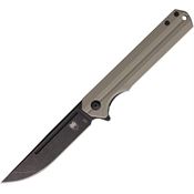 Cobratec SLGTAN Streamline Black Stonewash D2 Carbon Steel Linerlock Knife Tan G10 Handles